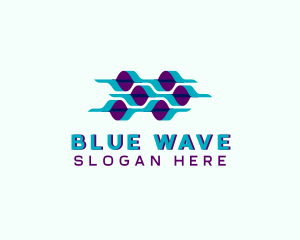 Hexagon Biotech Waves logo design