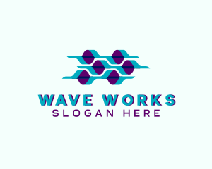 Hexagon Biotech Waves logo design