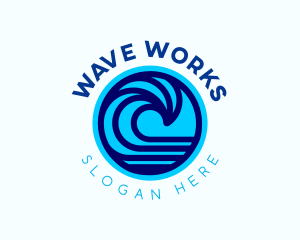 Surfing Beach Wave logo design