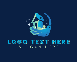 Clean - Home Cleaning Broom logo design