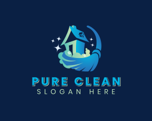 Home Cleaning Broom logo design