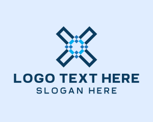 Technology - Letter X Pixel Business logo design