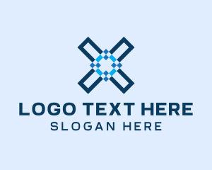 Pixelated - Letter X Pixel Business logo design