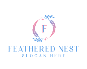 Nature Feather Wreath logo design