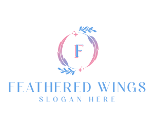 Nature Feather Wreath logo design