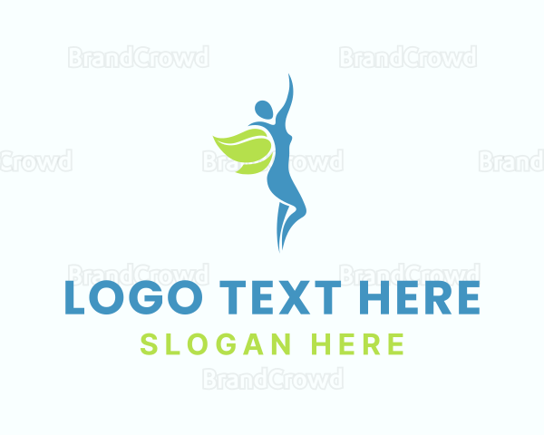 Healthy Woman Leaf Wings Logo