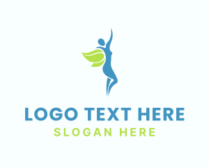 Vegetarian - Healthy Woman Leaf Wings logo design