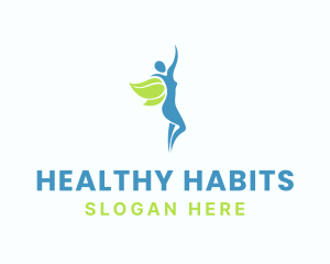 Healthy Woman Leaf Wings logo design