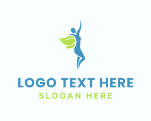 Human - Healthy Woman Leaf Wings logo design