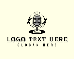Radio - Audio Broadcasting Microphone logo design