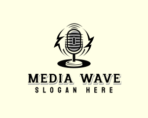 Broadcast - Audio Broadcasting Microphone logo design