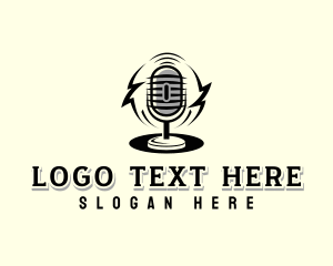 Singer - Audio Broadcasting Microphone logo design