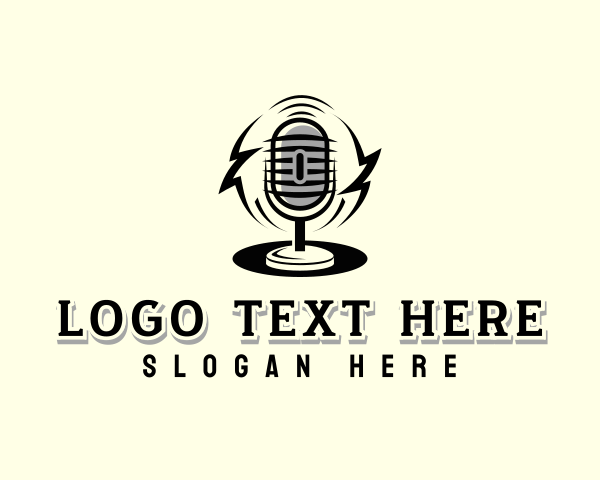 Studio - Audio Broadcasting Microphone logo design