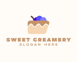 Blueberry Cake Dessert logo design