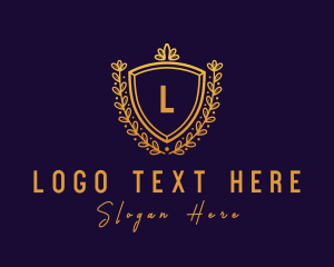 Expensive - Gold Victorian Shield logo design