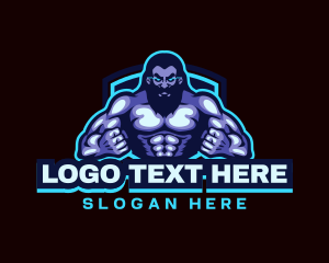 Muscle Bodybuilder Titan Fitness logo design