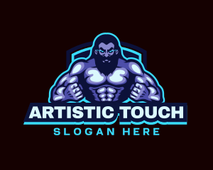 Muscle Bodybuilder Titan Fitness logo design