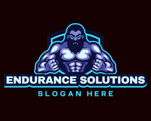 Muscle Bodybuilder Titan Fitness logo design