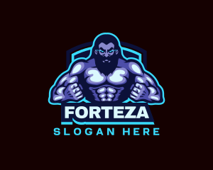 Muscle Bodybuilder Titan Fitness logo design