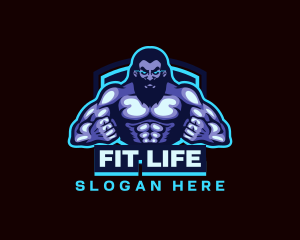 Muscle Bodybuilder Titan Fitness logo design