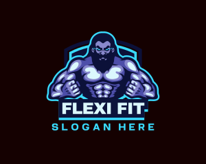 Muscle Bodybuilder Titan Fitness logo design