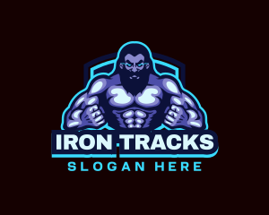 Muscle Bodybuilder Titan Fitness logo design