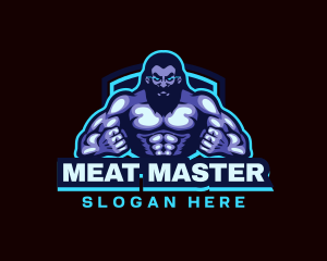 Muscle Bodybuilder Titan Fitness logo design