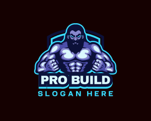 Muscle Bodybuilder Titan Fitness logo design