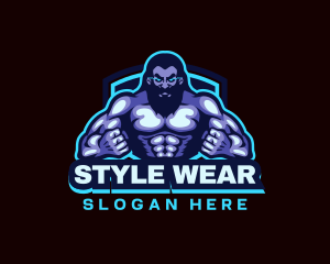 Muscle Bodybuilder Titan Fitness logo design