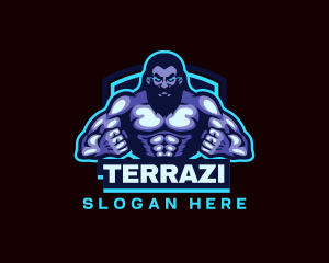 Muscle Bodybuilder Titan Fitness logo design