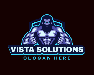 Muscle Bodybuilder Titan Fitness logo design