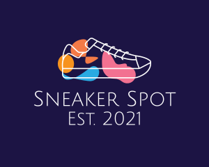 Kicks - Multicolor Shoe Line Art logo design