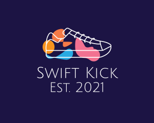 Multicolor Shoe Line Art logo design