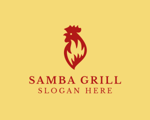 Flaming Chicken Grill logo design