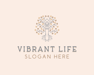 Woman Tree Yoga logo design