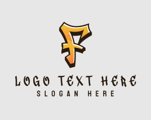 Teenager - Pop Art Graffiti Letter F logo design
