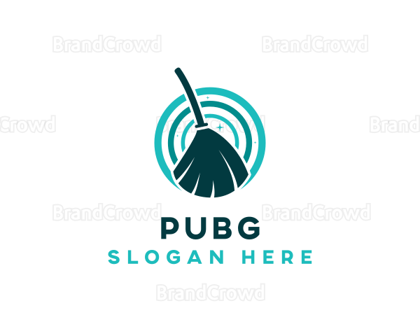 Broom Janitorial Cleaning Logo