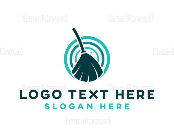 Broom Janitorial Cleaning Logo