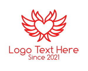 Marriage - Red Flying Heart logo design