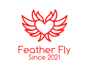 Red Flying Heart  logo design