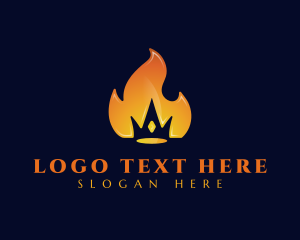 Heat - Gradient 3D Crown Flame logo design