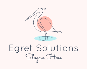 Egret - Stork Bid Monoline logo design