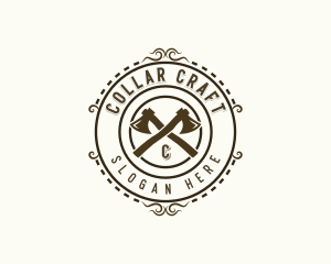 Woodworking Lumberjack Axe logo design