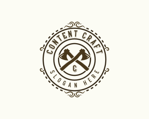 Woodworking Lumberjack Axe logo design