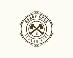 Woodworking Lumberjack Axe logo design