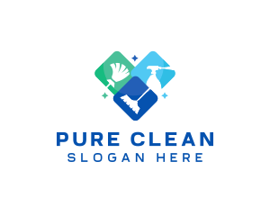 Cleaning Tools Mop Broom logo design