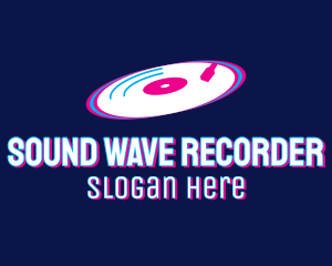 Glitchy Turntable Record logo design