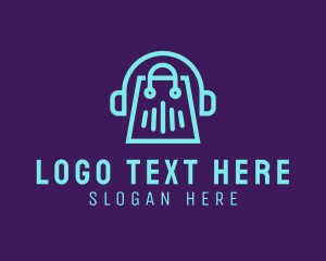 Music Lounge - Music Headphones Bag logo design