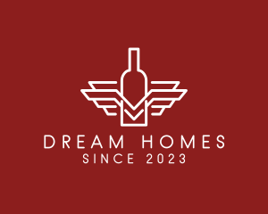 Wine Store - Wine Bottle Wings logo design
