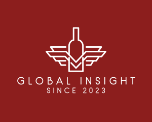 Drinking - Wine Bottle Wings logo design